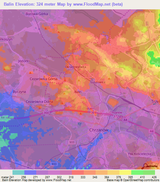Balin,Poland Elevation Map