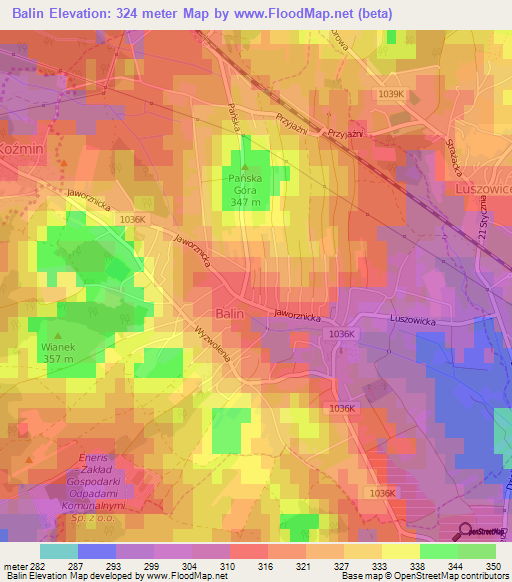 Balin,Poland Elevation Map