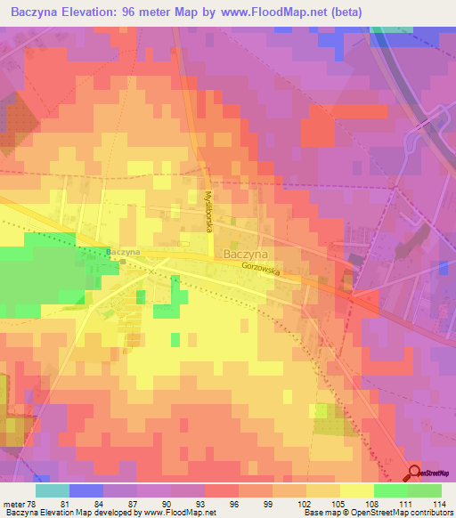 Baczyna,Poland Elevation Map