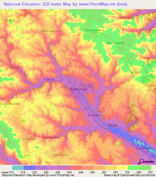 Baborow,Poland Elevation Map