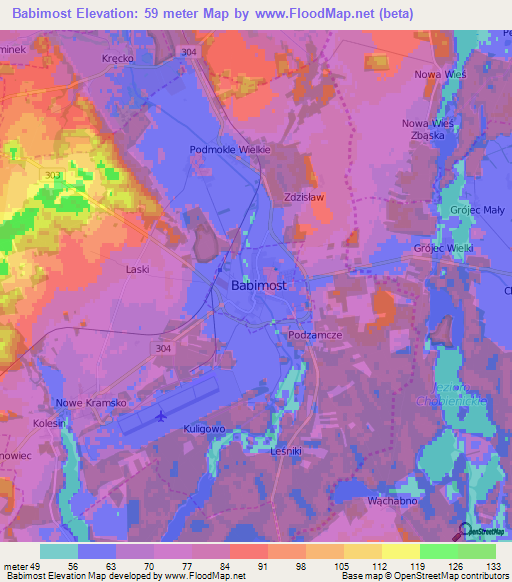 Babimost,Poland Elevation Map