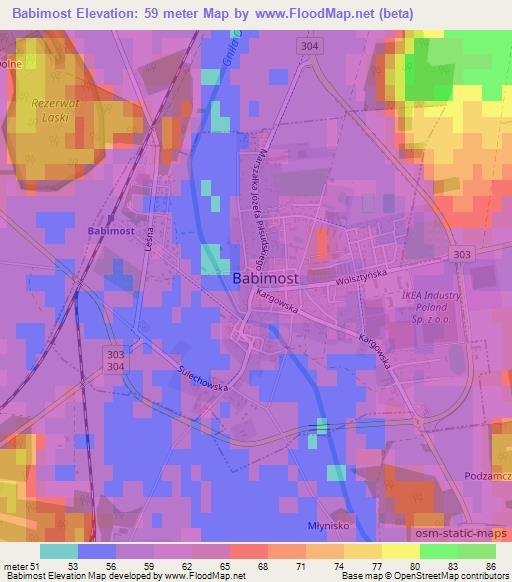 Babimost,Poland Elevation Map
