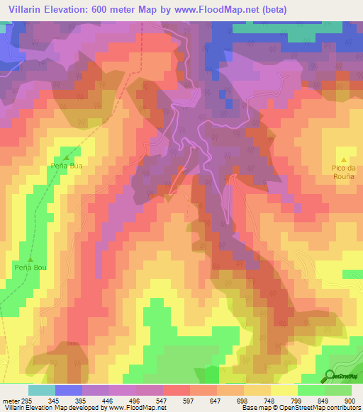 Villarin,Spain Elevation Map