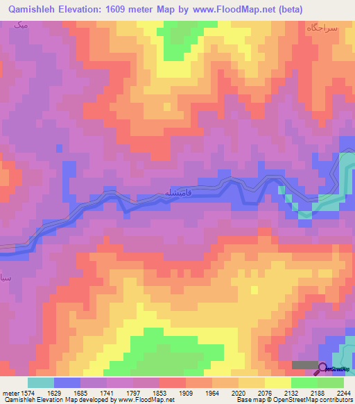 Qamishleh,Iran Elevation Map