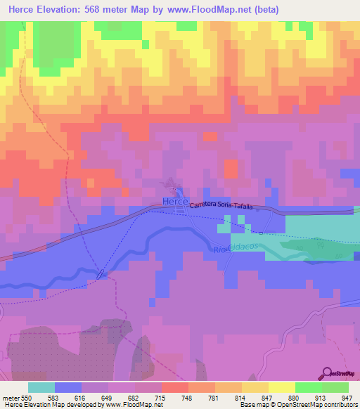 Herce,Spain Elevation Map