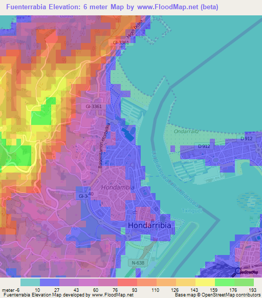 Fuenterrabia,Spain Elevation Map