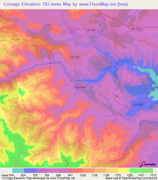 Cornago,Spain Elevation Map