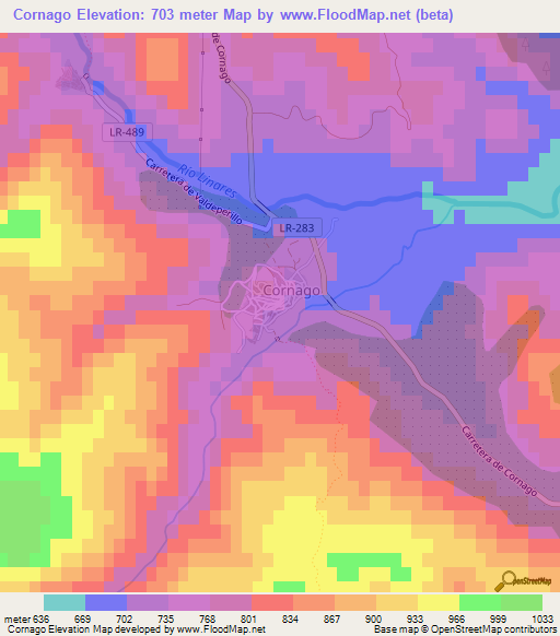 Cornago,Spain Elevation Map