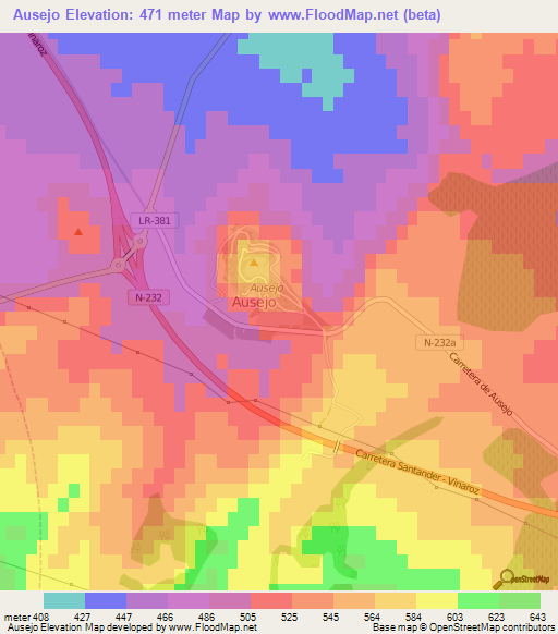 Ausejo,Spain Elevation Map