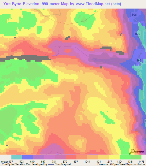 Ytre Byrte,Norway Elevation Map