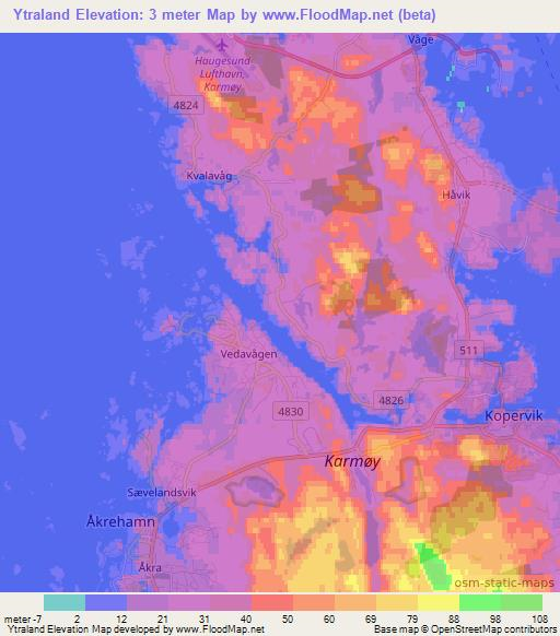 Ytraland,Norway Elevation Map