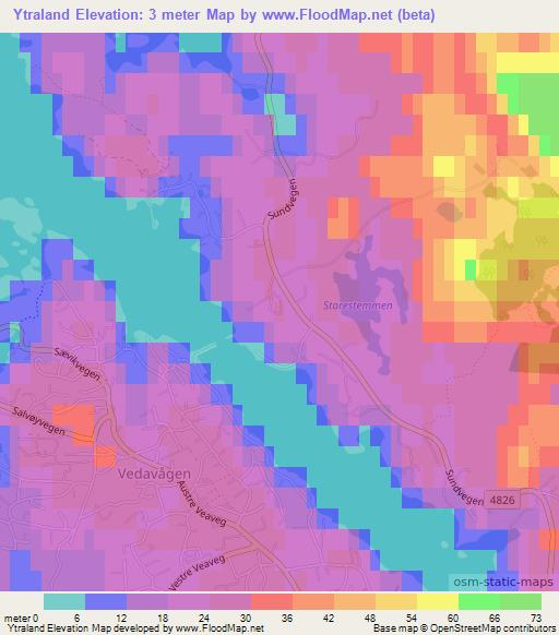 Ytraland,Norway Elevation Map