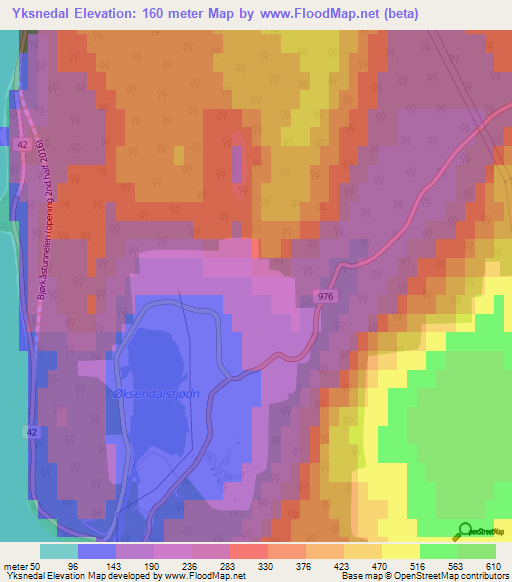 Yksnedal,Norway Elevation Map