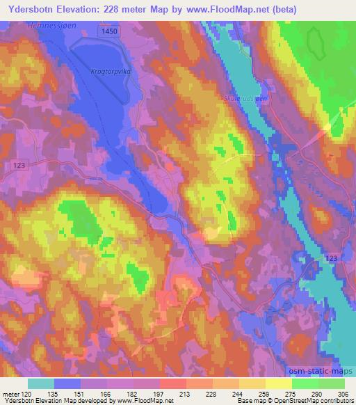 Ydersbotn,Norway Elevation Map