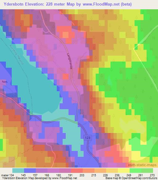 Ydersbotn,Norway Elevation Map