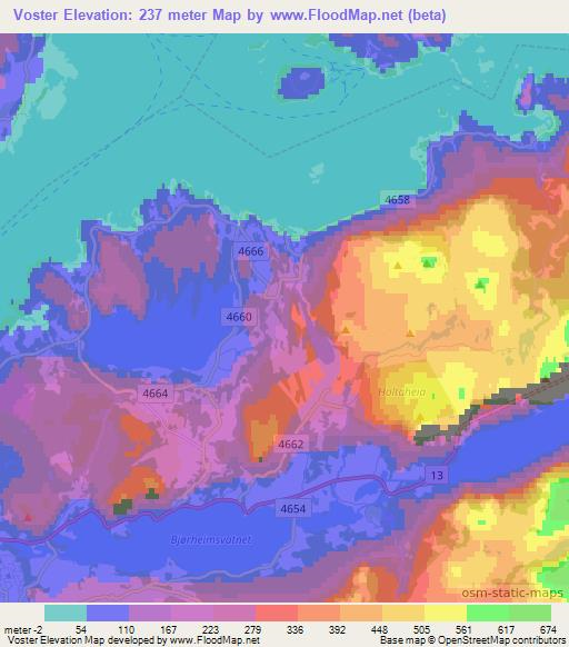 Voster,Norway Elevation Map