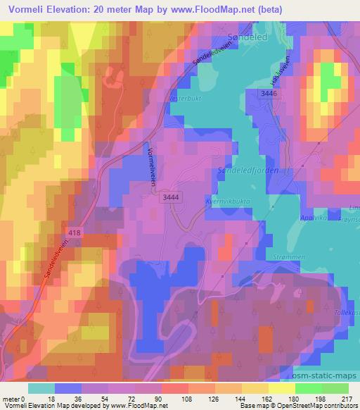 Vormeli,Norway Elevation Map