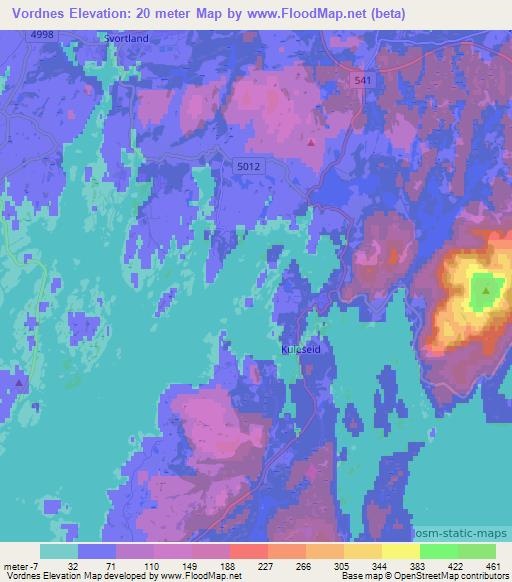 Vordnes,Norway Elevation Map