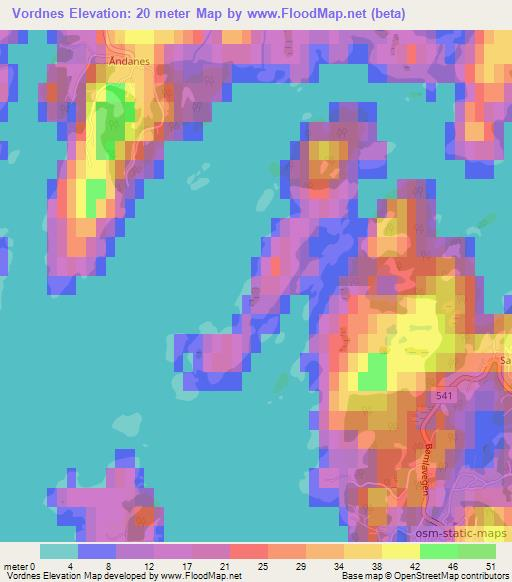 Vordnes,Norway Elevation Map