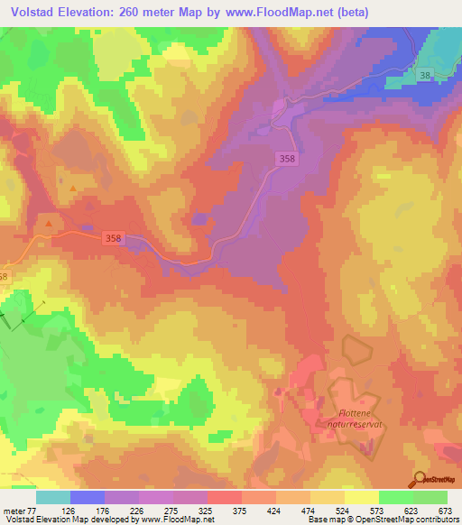 Volstad,Norway Elevation Map