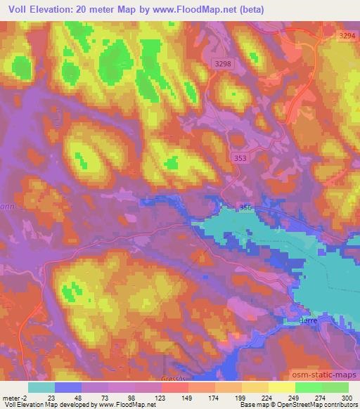 Voll,Norway Elevation Map