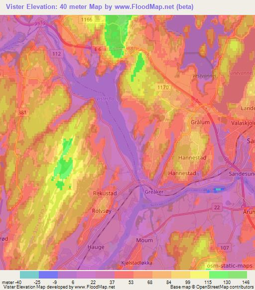 Vister,Norway Elevation Map
