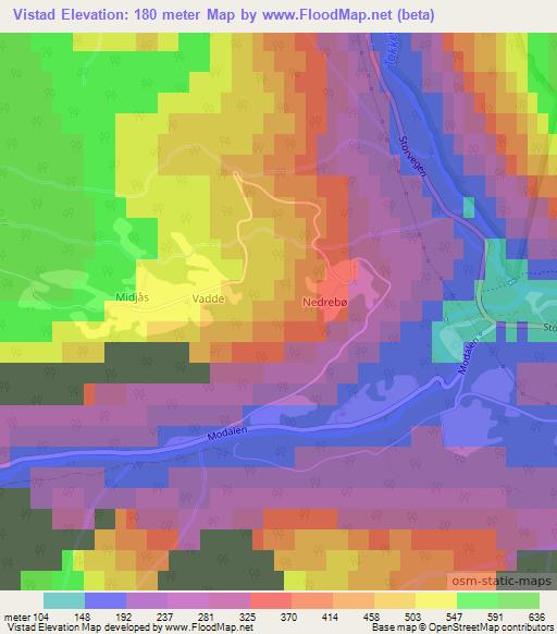 Vistad,Norway Elevation Map