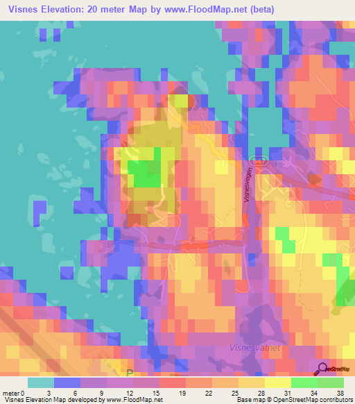 Visnes,Norway Elevation Map
