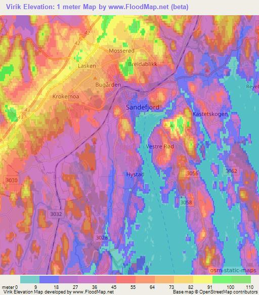 Virik,Norway Elevation Map