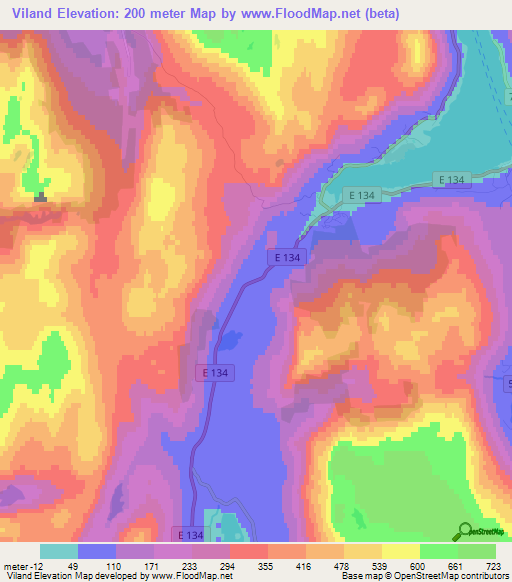 Viland,Norway Elevation Map