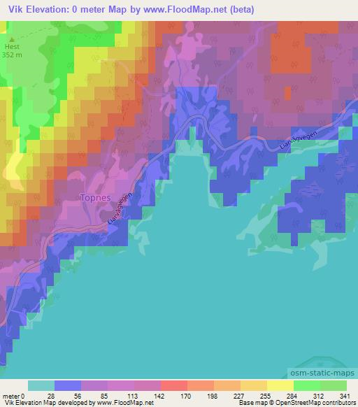 Vik,Norway Elevation Map