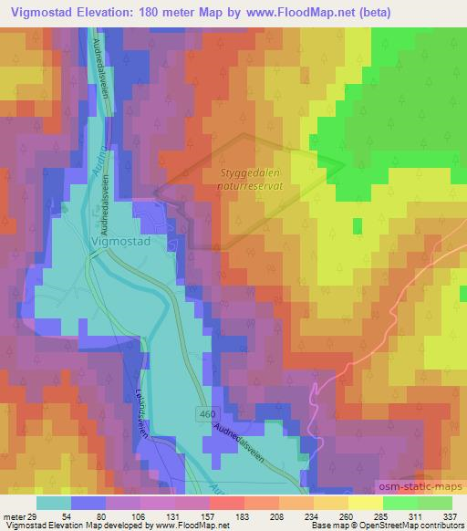 Vigmostad,Norway Elevation Map