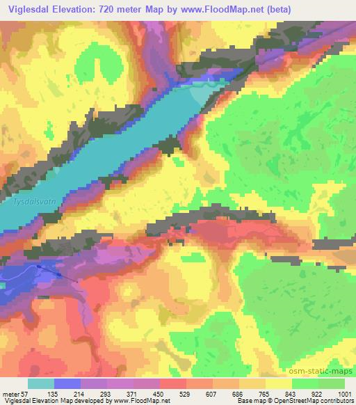 Viglesdal,Norway Elevation Map
