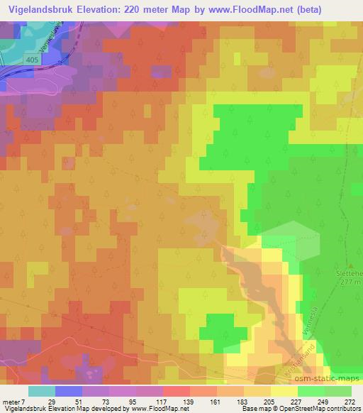 Vigelandsbruk,Norway Elevation Map