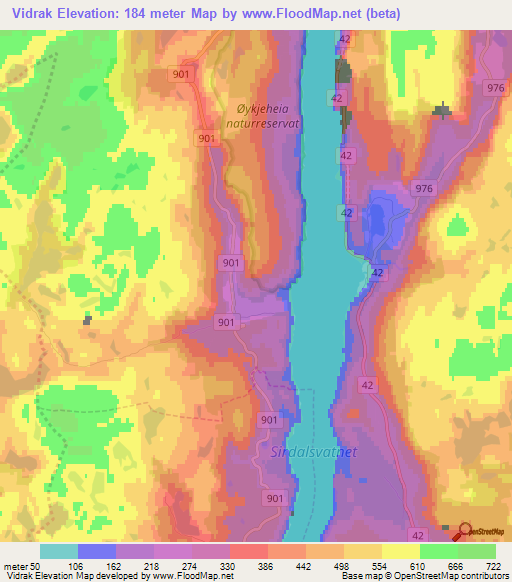 Vidrak,Norway Elevation Map