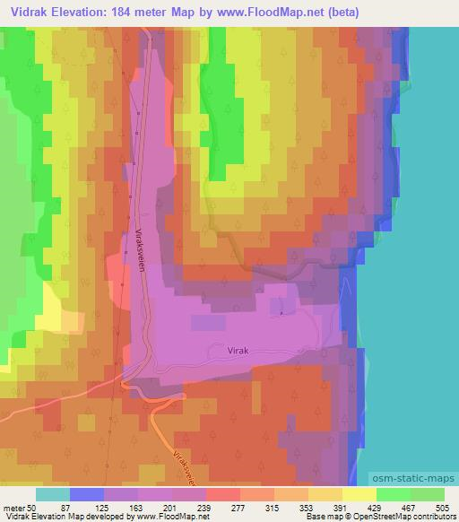 Vidrak,Norway Elevation Map