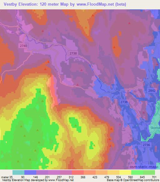 Vestby,Norway Elevation Map