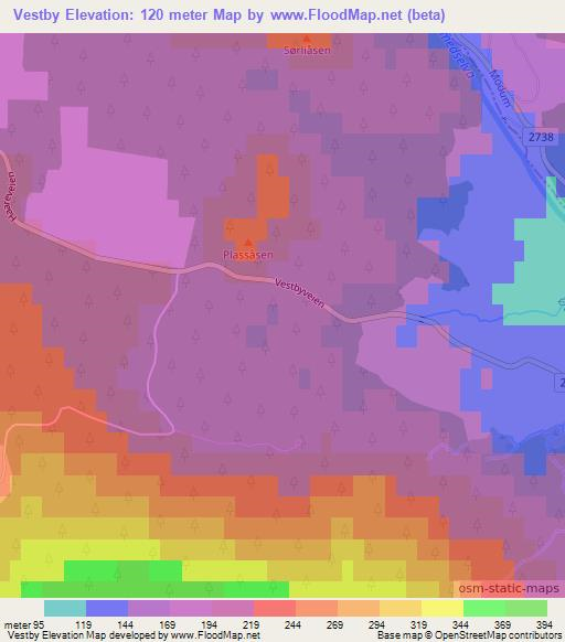 Vestby,Norway Elevation Map