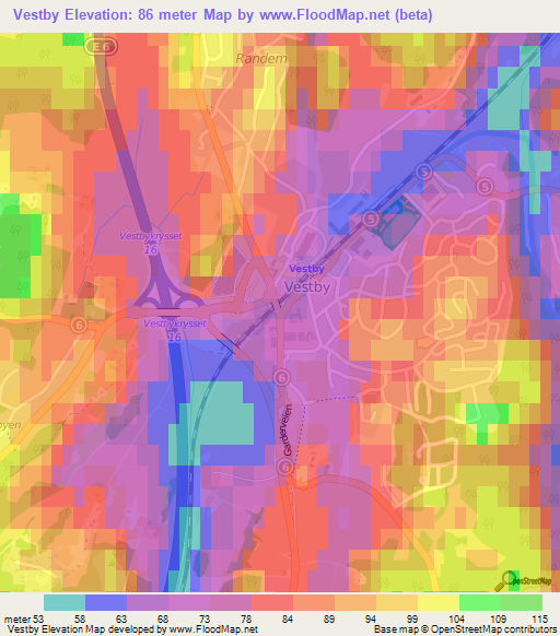 Vestby,Norway Elevation Map