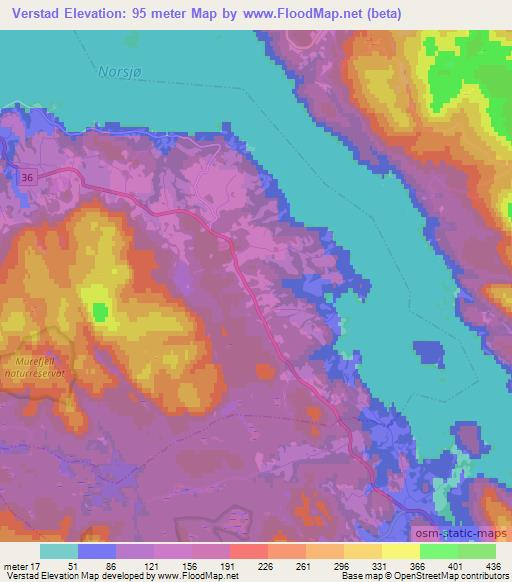 Verstad,Norway Elevation Map