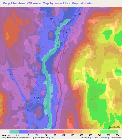 Verp,Norway Elevation Map