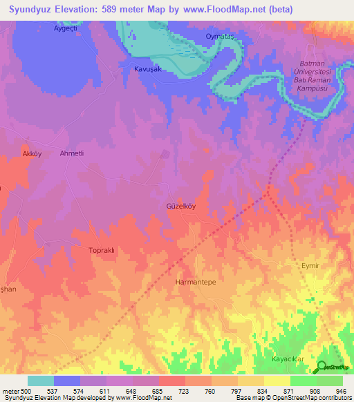 Syundyuz,Turkey Elevation Map