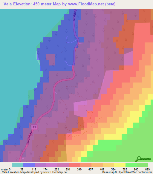 Vela,Norway Elevation Map