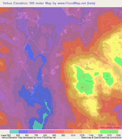 Vehus,Norway Elevation Map