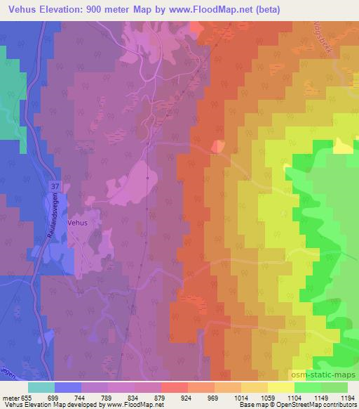 Vehus,Norway Elevation Map
