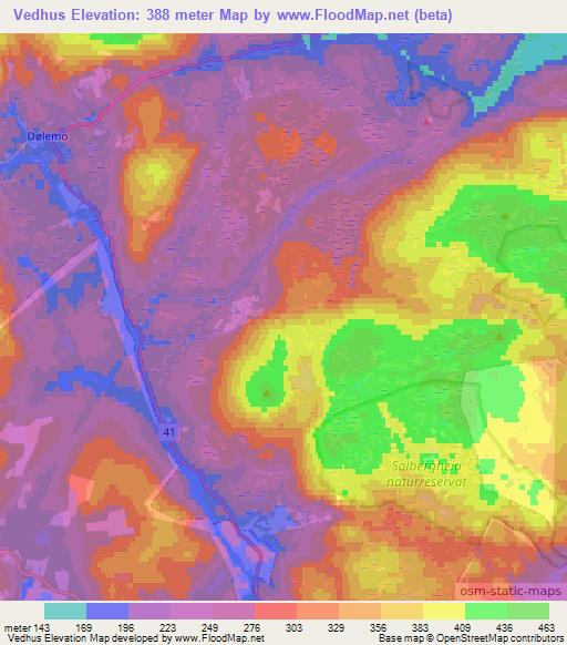 Vedhus,Norway Elevation Map