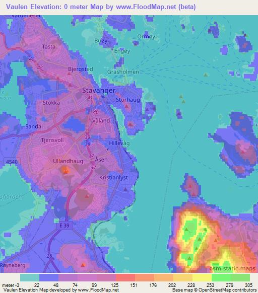 Vaulen,Norway Elevation Map