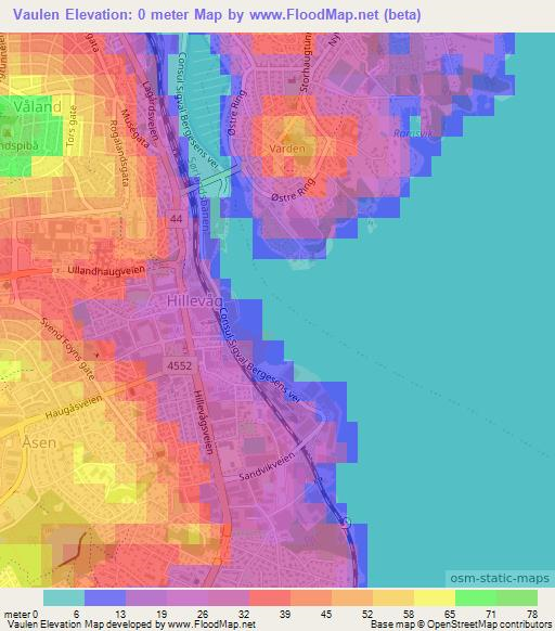 Vaulen,Norway Elevation Map