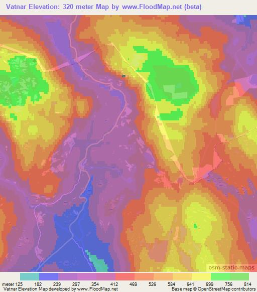 Vatnar,Norway Elevation Map