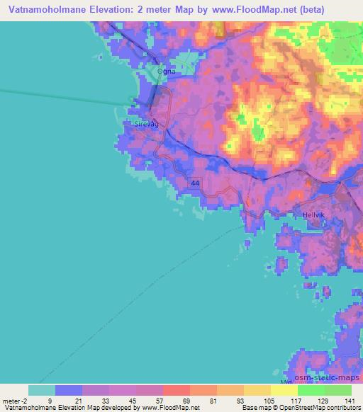 Vatnamoholmane,Norway Elevation Map